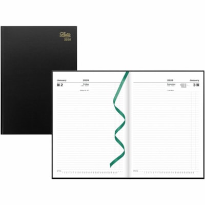 Letts 2026 Standard 12-Month Daily Planner - January to January - 11-3/4" x 8-1/4" - Black - English - Standard - Daily - 12 Month - January 2026 to December 2026 - 1 Day Single Page Layout - A4 - 8 1/4" (209.55 mm) x 11 3/4" (298.45 mm) Sheet Size - White Sheet - Perfect - Black - Paper - Leather C  