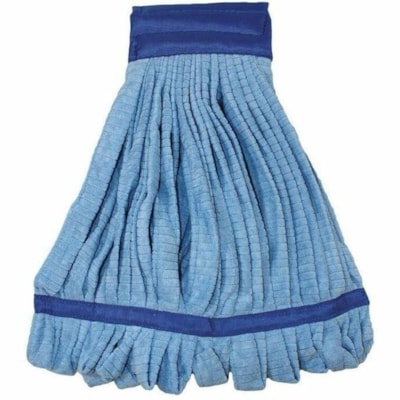 Globe Microfiber Tube Mop - Large / Blue - Large - 6.75" (171.45 mm) Width x 17" (431.80 mm) Length - Textured, Launderable, Durable, Long Lasting, Headband - MicroFiber, Canvas - Blue - 1 BLUE WIDE BAND