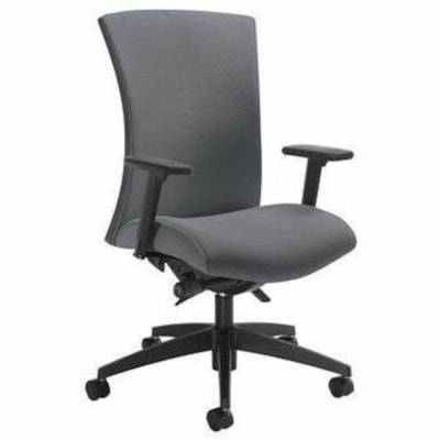 Global Vion Synchro-Tilter High-Back Chair, Grey, Imprint Fabric - Gray Back Color - Fabric, Plastic Back Material - Black Frame Color - High Back GREY IMPRINT FABRIC 