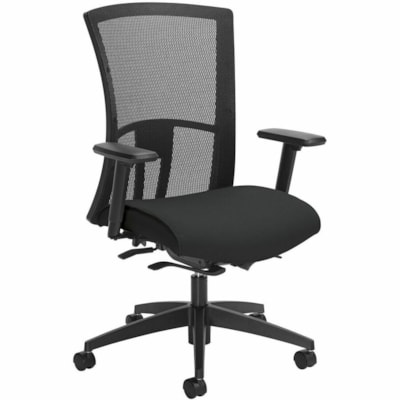 Global Vion Weight-Sensing Synchro-Tilter High-Back Chair, Black, Imprint Fabric - Black Seat Color - Black Back Color - Mesh Back Material - Black Frame Color - High Back IMPRINT  GR 4 BLK IM84 
