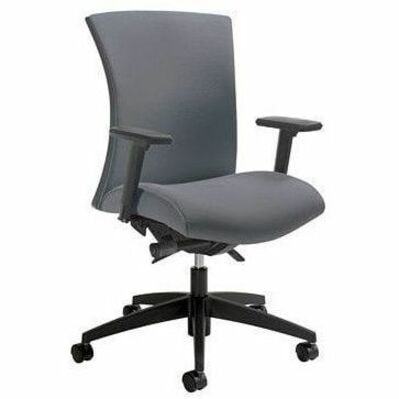 Global Vion Synchro-Tilter Mid-Back Chair, Grey, Imprint Fabric - Gray Back Color - Fabric, Plastic Back Material - Black Frame Color - Mid Back GREY IMPRINT FABRIC 