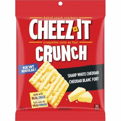 Cheez-It Crunch Sharp White Cheddar Crackers - Trans Fat Free - Cheddar - 3.25 oz (92 g) - 6 / Box 6 X 92G 