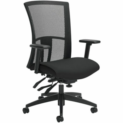 Global Vion High-Back Multi-Tilter Chair, Licorice Black Imprint Fabric Seat/Mesh Back - Black Seat Color - Black Back Color - Mesh Back Material - Black Frame Color - High Back IMPRINT  GR 4 BLK IM84 