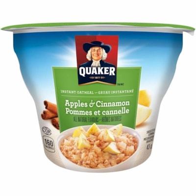 Quaker Oats Instant Oatmeal, Apples & Cinnamon, 43 g, 12/CT - Trans Fat Free - Apples & Cinnamon - 43 g - 12 / Carton CASE OF 12 