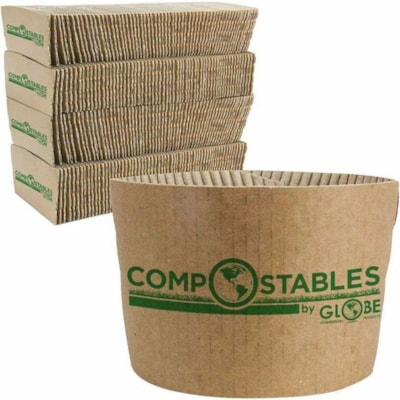 Globe - Manchon de gobelet 6086 - Brun - Papier Kraft - 1 DNA COMPOSTABLE  1000/CS 