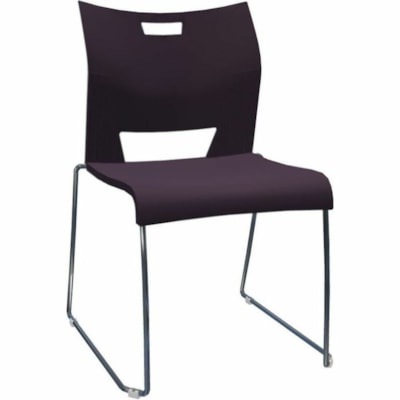 Global Duet Armless Chair, Polypropylene Seat & Back(6621) - Eggplant Seat Color - Resin, Polypropylene Seat Material - Plastic, Polypropylene, Resin Back Material - Chrome Frame Color - Steel Frame Material - Low Back - Sled Base - Chrome, Eggplant - Plastic - 1 / Unit POLYPROPYLENE SEAT & BACK 