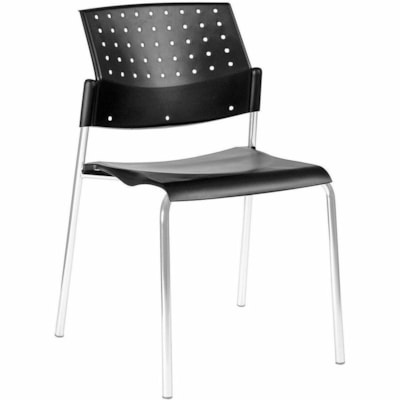 Global Sonic Armless Stacking Chairs, Black Polypropylene Seat/Back, 2/PK - Polypropylene Seat Material - Polypropylene, Plastic Back Material - Chrome Frame Color - Polypropylene POLYPROPYLENE SEAT/BACK 