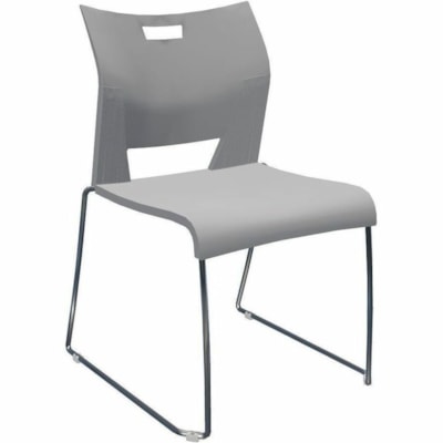 Global Duet Armless Chair, Polypropylene Seat & Back (6621) - Gray, Fog Polypropylene, Resin Seat - Fog Polypropylene, Plastic, Resin Back - Chrome Frame - Low Back - Sled Base - Chrome, Gray, Fog Gray - Plastic - 1 Unit POLYPROPYLENE SEAT & BACK 