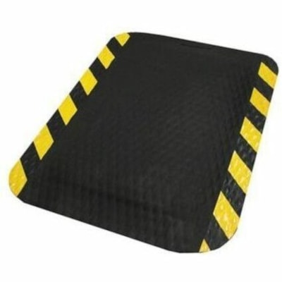 M+A Hog Heaven 5/8" Black Anti-Fatigue Mat with Yellow Border, 2' x 3' - Floor, Workstation - 24" (609.60 mm) Length x 36" (914.40 mm) Width x 0.620" (15.75 mm) Thickness - Rectangular - Nitrile, Nitrile Rubber - Yellow, Black - 1 / Unit BLACK W/YELLOW BORDER ANTI-FATIGUE MAT