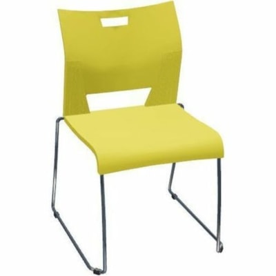 Global Duet Armless Chair, Polypropylene Seat & Back (6621) - Yellow Seat Color - Polypropylene, Resin Seat Material - Polypropylene, Plastic, Resin Back Material - Chrome Frame Color - Low Back - Sled Base - Chrome, Yellow - Plastic - 1 Unit POLYPROPYLENE SEAT & BACK 