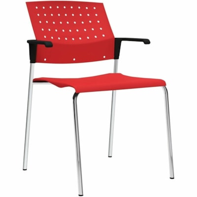 Global Sonic Stacking Armchairs, Scarlet Red Polypropylene Seat/Back, 2/PK - Scarlet Seat Color - Polypropylene Seat Material - Polypropylene, Plastic Back Material - Armrest SCARLET POLYPROPYLENE SEAT/BK BLACK ARM