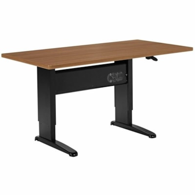 Global Manual Height-Adjustable Table, 56" x 30" x 26"-46" - For - Table TopRectangle Top - Black Base - Height Adjustable x 56" (1422.40 mm) Width x 30" (762 mm) Depth - Commercial - Assembly Required - Winter Cherry - Laminate WINTER CHERRY BLACK BASE/LEGS 