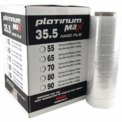 Malpack Platinum Max Hand Wrap, Clear, 12" x 1,476', 65 Gauge, Carton of 4 Rolls - Puncture Resistant, Tear Resistant - Clear - 4 / Carton PLATINUM MAX HAND WRAP 4/CS 