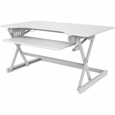 Rocelco 40" Adjustable Desk Riser with EVR - 40 lb (18143.69 g) Load Capacity - 40" (1016 mm) Width x 23.60" (599.44 mm) Depth - Freestanding - Matte - Metal, Steel, Medium Density Fiberboard (MDF), Laminate - White - For Notebook, Monitor, Commercial - Adjustable, Sit-stand, Ergonomic, Retractable, table Desk Riser 