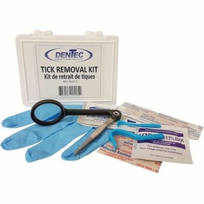 Dentec Tick Removal Kit - 14 x Piece(s) - 4" (101.60 mm) Height x 5" (127 mm) Width x 2" (50.80 mm) Depth - Plastic Case - White - 1 Each DENTEC 