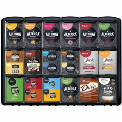 Mars Drinks Single-Serve Beverage Freshpack Merchandiser, 18 Drawer - 612 x Single Serve Unit - 18 Drawer(s) - 17.2" (436.88 mm) Height x 21.2" (538.48 mm) Width x 17" (431.80 mm) Depth - Sturdy - Black - Plastic - 1 Unit 6 COLUMNS 