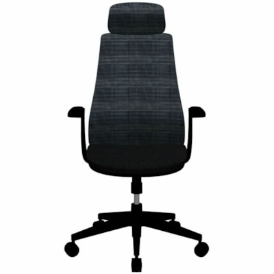 HDL Aura High-Back Task/Meeting Chair - Black Foam, Fabric Seat - Black Mesh Back - Black Aluminum Frame - High Back - 5-star Base - Black - Armrest - 1 / Unit BLACK 