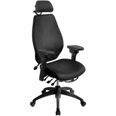 ergoCentric airCentric Multi-Tilt Office Chair With Adjustable Headrest, Black - Black Seat Color - Fabric, Foam Seat Material - Black Back Color - Fabric, Foam Back Material - Black Frame Color - High Back - 5-star Base - Armrest MULTI TILT  AIR LUMBAR LATERAL SWIVEL ARM