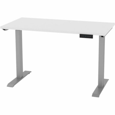 HDL Athena Sit-stand Desk - Centered Leg Base - Modern Style - 2 Legs - 220 lb (99.79 kg) Capacity - Height Adjustable - 47.2" (1198.88 mm) Table Top Width x 23.7" (601.98 mm) Table Top Depth - 46.5" (1181.10 mm) Height - Assembly Required - Pure White, Silver Bar, Silver Metal - Thermofused Laminat 48"W X 23.75"D X 28.5-46.5"H PURE WHITE / SILVER