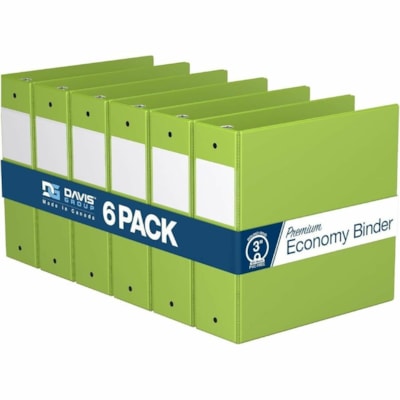 Davis - Reliure à anneaux 2314-24-06 - format lettre - format 8 1/2 po (215,90 mm) x 11 po (279,40 mm) - 600 Capacité en feuilles - 3 x 3 po (76,20 mm) Ring(s) - Fastener(s) : Anneau rond - Pocket(s) : 2, Interne - Polypropylène - Lime - 9,10 lb (4127,69 g) - Étiquette dos, Sans P n 