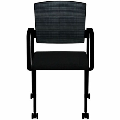 HDL Dune Stackable Guest Armchair with Casters, Black Fabric - Black Seat Color - Fabric Seat Material - Black Back Color - Mesh Back Material - Black Frame Color - Steel Frame Material - Mid Back - Four-legged Base - Black - Armrest - 1 FABRIC SEAT/ WITH CASTERS BLACK
