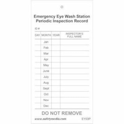 Safety Media Emergency Shower and Eye Wash Test Record Plastic Tags, 5/PK - Plastic - Assorted - 5 / Pack 1 YEAR SUMMARY PER UNIT PAPER WITH METAL STTASCHMENT C