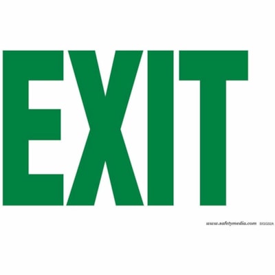 Safety Media - "EXIT" Print/Message - Durable, Double-sided Tape, Easy Installation, Non-toxic, Washable, Pre-printed, Easy to Clean, Easy to Use, Glow-in-the-dark, Non-radioactive, Explosion Proof - Safety, Sign - Photoluminescent Plastic/ Unit PHOTOELUMINESCENT-DOESN'T REQU ELECTRICAL POWER BUT USES LIGH