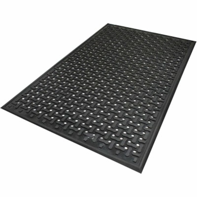 M+A Comfort Flow Mat - Commercial, Industry, Floor, Wet Place - 60" (1524 mm) Length x 36" (914.40 mm) Width x 0.375" (9.53 mm) Thickness - Rectangular - Nitrile Butadiene Rubber (NBR) - Black - 1 / Unit BLACK FLOW THROUGH ANTI-FATIGUE MAT