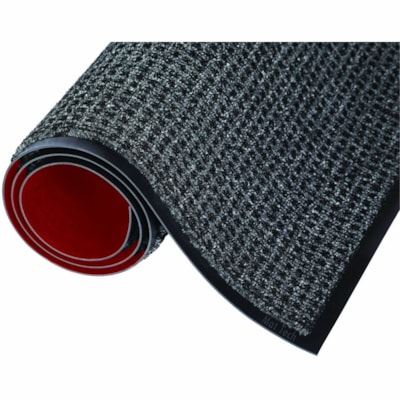 Mat Tech Oxford Elite Wiper/Scraper Entrance Mat, Grey/Black, 6' x 10' - Entrance, Floor, Indoor, Hotel, Museum, Lobby - 10 ft (3048 mm) Length x 72" (1828.80 mm) Width x 0.430" (10.92 mm) Thickness - Rectangular - waffle surface - Polypropylene, Nylon, Vinyl, Olefin - Gray, Black - 1 / Unit REGULAR BORDERS THERMOGRIP BACKING