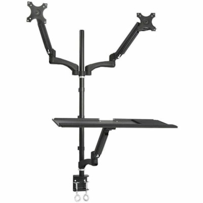 TygerClaw Sit-Stand Mounting Arm for Monitor, Workstation - Black - Height Adjustable - 2 Display(s) Supported - 13" to 27" Screen Support - 22 lb (9979.03 g) Load Capacity - 100 x 100 - VESA Mount Compatible - Steel, Polyester, Aluminum s Monitor Desk/Sit Stand Works tation