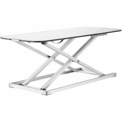 TygerClaw TYDS14025 Sit-stand Desktop Workstation - 13.23 lb (6 kg) Capacity - Height Adjustable - 31.3" (795.02 mm) Table Top Length x 12.6" (320.04 mm) Table Top Width - 15.7" (398.78 mm) Height - Home, Office, Monitor, Workstation - Assembly Required - Polished, White - Aluminum, Rubber, Polyeste  