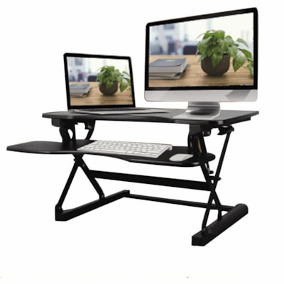 TygerClaw Height-Adjustable Standing Desk - 35 lb (15875.73 g) Load Capacity - 5.70" (144.78 mm) Height x 36" (914.40 mm) Width x 22.40" (568.96 mm) Depth - Desktop - Aluminum, Polyester - Black - For Multipurpose, Workstation, Notebook, Commercial - Ergonomic, Sit-stand, Keyboard/Mouse Platform, Co n 