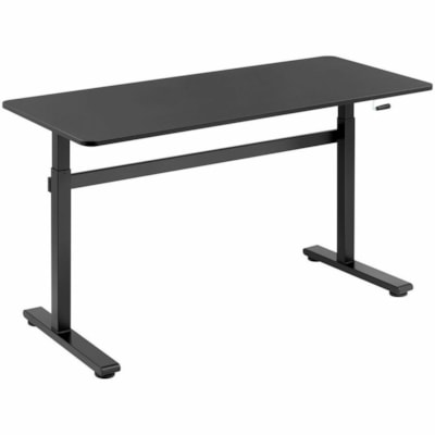 TygerClaw Manual Sit-Stand Desk - Black Rectangle Top - Contemporary Style - Height Adjustable - 26.6" (675.64 mm) Table Top Length x 24.2" (614.68 mm) Table Top Width - 35" (889 mm) Height - Workstation - Assembly Required - Black - Polyester, Particleboard, Medium Density Fiberboard (MDF) - Wood T k 