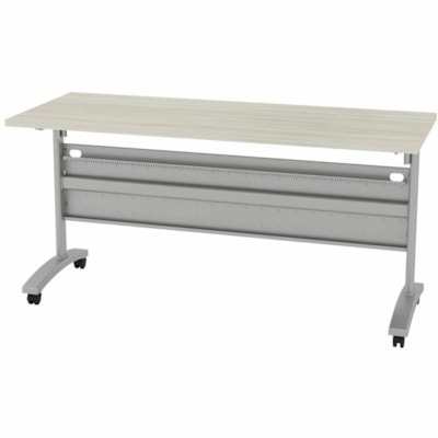 HDL Levels 23-3/4" x 59" Flip Top Mobile Training Table, Winter Wood - 29" (736.60 mm) Height x 59" (1498.60 mm) Width x 23.75 Depth - Band Edge - Finish: Winter Wood - Flip Top, Mobility, Modesty Panel, Cable Management, Heavy Duty, Locking Casters - For Training, Commercial 59.25"W X 23.75"D X 29"H WINTER WOOD / METALLIC