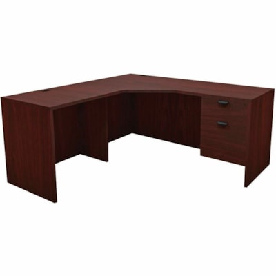 HDL Innovations Desk/Return/Pedestal Set - x 1" (25.40 mm) Thickness Top, 0.8" (19.05 mm) Height Modesty Panel, 29" (736.60 mm) Height x 65" (1651 mm) Width x 65" (1651 mm) Depth - 2 - Band Edge - Material: Laminate - Finish: Royal Mahogany, Laminate - Lockable, Storage Cabinet, Lockable Drawer, Bal ROYAL MAHOGANY FINISH 65"W X 65"D X 30"H