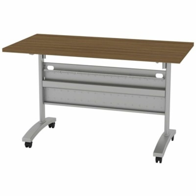 HDL Levels 23-3/4" x 47-1/4" Flip Top Mobile Training Table, Black Walnut - Band Edge - Material: Laminate - Finish: Black Walnut, Laminate - Durable, Cable Management, Heavy Duty, Locking Casters, Perforated Modesty Panel, Flip Top, Keyboard Tray - For Commercial, Training 47.25"W X 23.75"D X 29"H BLACK WALNUT / METALLIC