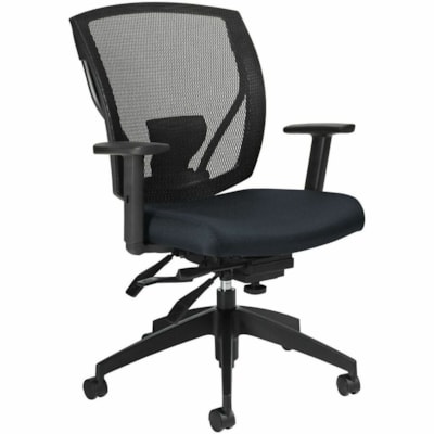 Offices To Go Chair - Black Mesh Back MEDIUM BACK TILTER JENNY FABRIC  CHARCOAL