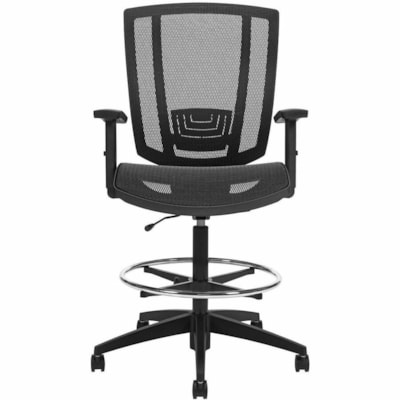 Offices To Go Avro Drafting Stool with Arms, Black Mesh Seat and Back - Mesh Seat Material - Black Back Color - Mesh Back Material - Black Frame Color - Mid Back - Black - Mesh &BACK BLACK 