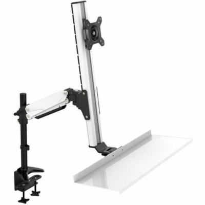Rocelco - Montage de bureau Sit-Stand pour Moniteur, Poste de travail, Ordinateur, Clavier, Souris - Noir - Hauteur réglable - 27 po Support d'écran - 24 lb (10886,22 g) Capacité de charge - Acier, Aluminium - 1 Unité  Floating Desk ise à debout.
