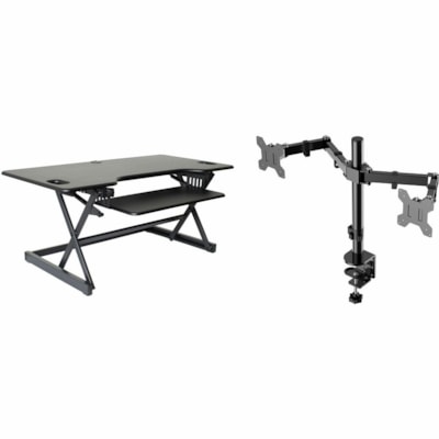 Rocelco 46"W-20"H Desk Riser-D ouble Monitor Arm 