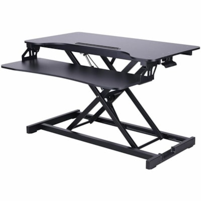 Rocelco Hi-Lift Adjustable Desk Riser - 30 lb (13607.77 g) Load Capacity - 31.50" (800.10 mm) Width x 27.20" (690.88 mm) Depth - Desk, Freestanding - Matte - Steel, Medium Density Fiberboard (MDF) - Black - For Monitor, Tablet, Smartphone, Commercial - Adjustable, Lift Mechanism, Grommet, Keyboard T ble Desk Riser/Standing Desk C onverter