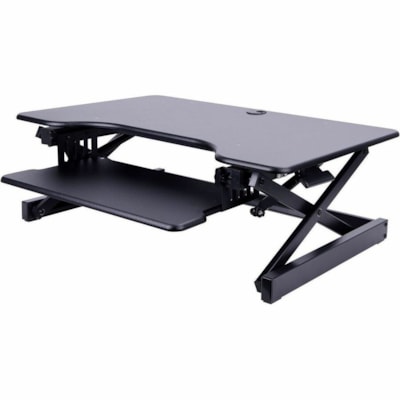 Rocelco ADR2 Adjustable Desk Riser with EVR - 35 lb (15875.73 g) Load Capacity - 2 Devices Supported - 16.70" (424.18 mm) Height x 32" (812.80 mm) Width x 23.60" (599.44 mm) Depth - Desk, Freestanding - Matte - Metal, Medium Density Fiberboard (MDF), Laminate - Black - For Monitor, Notebook, Keyboar esk Riser 