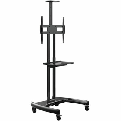 Rocelco 32"-70" TV Mobile TV Cart with A/V Component/Webcam Shelf - 100 lb (45359.24 g) Capacity - 2.50" (63.50 mm) Caster Size - Steel Frame - Black - 32" to 70" Screen Supported art with A/V Component/Webcam Shelf