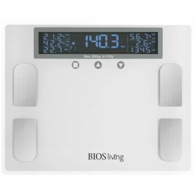 BIOS Living Premium Body Fat Scale - 441 lb (200034.24 g) / 440.92 lb (200000 g) Maximum Weight Capacity - Gray 441 LBS CAPACITY 7 DIFFERENT READINGS