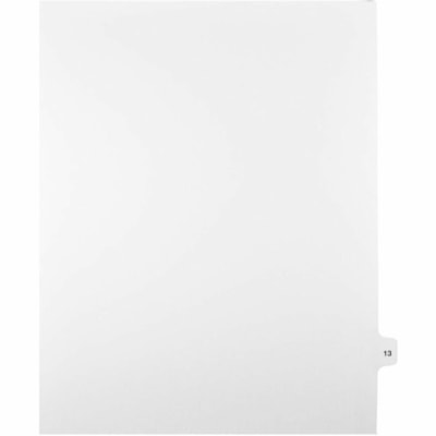 Mark Maker Legal Index Tabs, 1/15th Cut, With Individual Number, Letter-Size - 1/15 - #13 - 11" (279.40 mm) Tab Height x 8.50" (215.90 mm) Tab Width - Letter - White Paper, Mylar Tab(s) - 10% Recycled - Pre-printed, Mylar Reinforcement, Laminated, Unpunched - 25 / Unit 25 Pk Letter No Holes Mylar Single Tabs