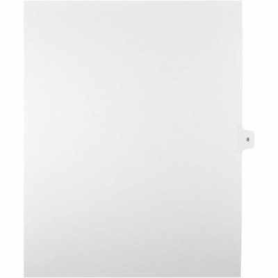 Mark Maker Legal Index Tabs, 1/15th Cut, With Individual Number, Letter-Size - 1/15 - #8 - 11" (279.40 mm) Tab Height x 8.50" (215.90 mm) Tab Width - Letter - White Mylar, Paper Tab(s) - 10% Recycled - Pre-printed, Mylar Reinforcement, Laminated, Unpunched - 25 / Unit 25 Pk Letter No Holes Mylar Single Tabs