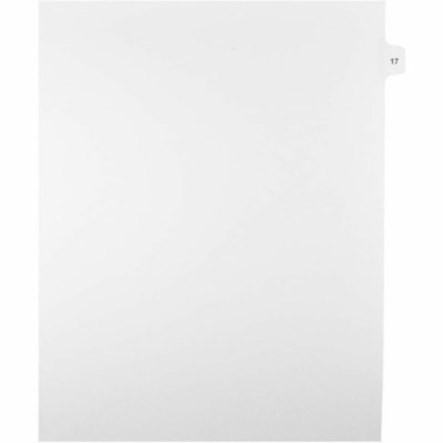 Mark Maker Legal Index Tabs, 1/15th Cut, With Individual Number, Letter-Size - 1/15 - #17 - 11" (279.40 mm) Tab Height x 8.50" (215.90 mm) Tab Width - Letter - White Mylar, Paper Tab(s) - 10% Recycled - Pre-printed, Mylar Reinforcement, Laminated, Unpunched - 25 / Unit 25 Pk Letter No Holes Mylar Single Tabs