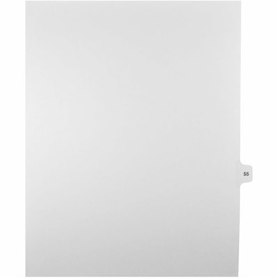 Mark Maker Legal Index Tabs, 1/15th Cut, With Individual Number, Letter-Size - 1/15 - 55 - 11" (279.40 mm) Tab Height x 8.50" (215.90 mm) Tab Width - Letter - White Mylar, Paper Tab(s) - 10% Recycled - Pre-printed, Mylar Reinforcement, Laminated, Unpunched - 25 / Unit 25 Pk Letter No Holes Mylar Single Tabs
