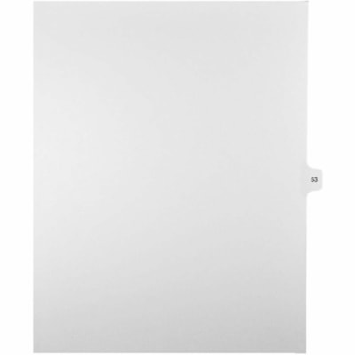Mark Maker Legal Index Tabs, 1/15th Cut, With Individual Number, Letter-Size - 1/15 - 53 - 11" (279.40 mm) Tab Height x 8.50" (215.90 mm) Tab Width - Letter - White Paper, Mylar Tab(s) - 10% Recycled - Pre-printed, Mylar Reinforcement, Laminated, Unpunched - 25 / Unit 25 Pk Letter No Holes Mylar Single Tabs
