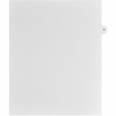 Mark Maker Legal Index Tabs, 1/15th Cut, With Individual Number, Letter-Size - 1/15 - 49 - 11" (279.40 mm) Tab Height x 8.50" (215.90 mm) Tab Width - Letter - White Paper, Mylar Tab(s) - 10% Recycled - Pre-printed, Mylar Reinforcement, Laminated, Unpunched - 25 / Unit 25 Pk Letter No Holes Mylar Single Tabs